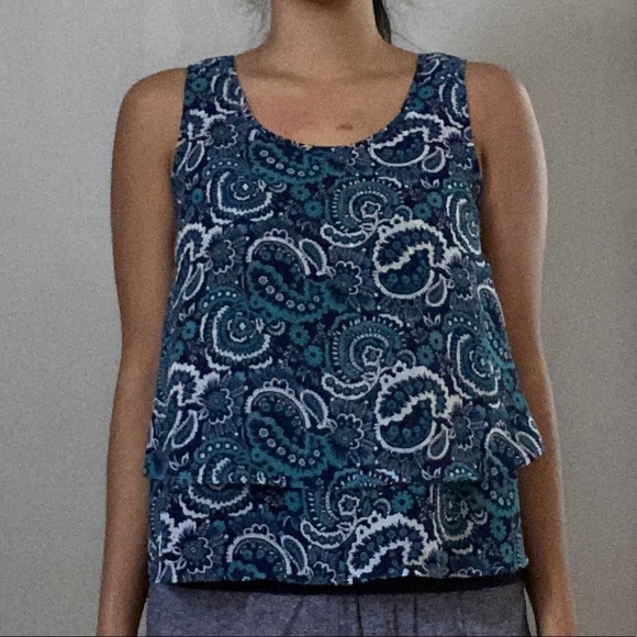 Frenchi Paisley Ruffle Tank Top - Picture 3 of 5